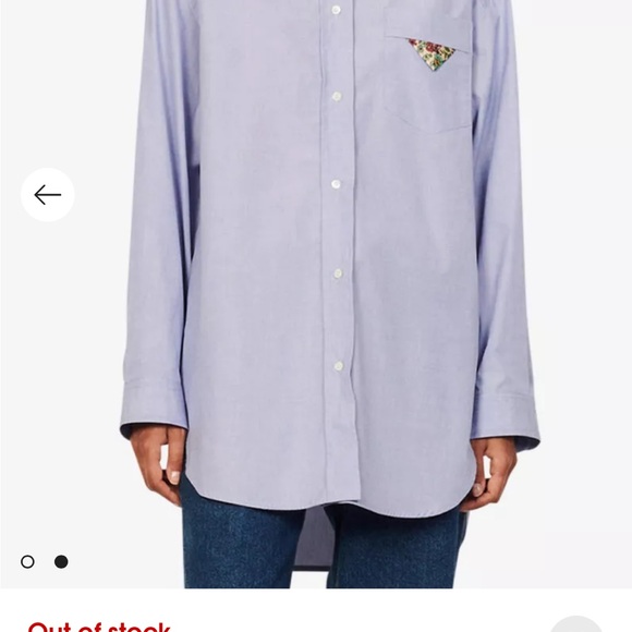 Sandro Oversized cotton Shirt with ruffle and patch pocket square. - Picture 15 of 15